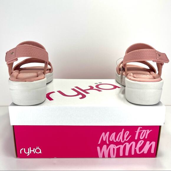 Ryka Azara Knit Sandal Size 8.5 Rose/Tan Platform Wedge Lightweight Open Toe New - Picture 12 of 16